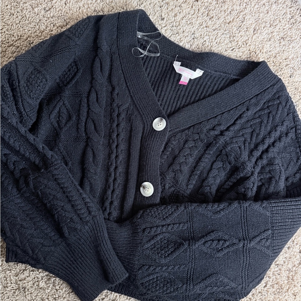 No Boundaries Black Cable Knit Cardigan